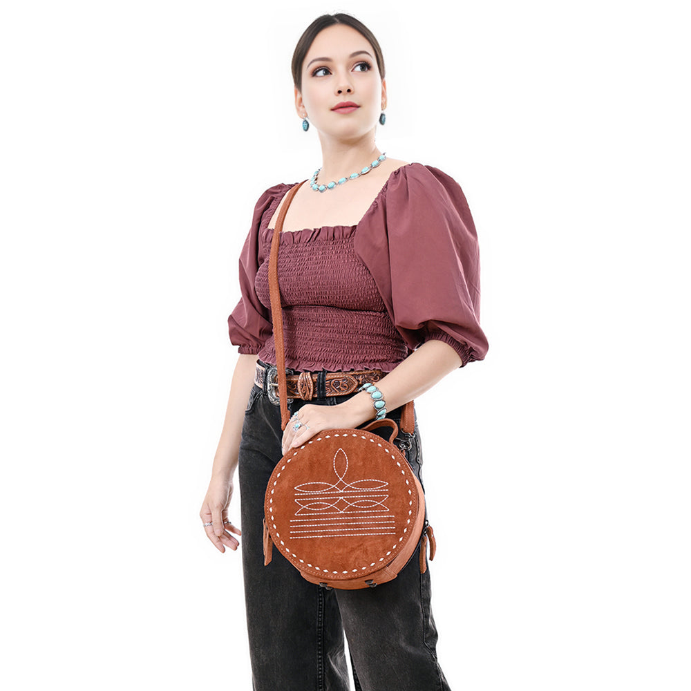 American Darling Canteen Genuine Suede Leather Women Bag Western Handbag Purse