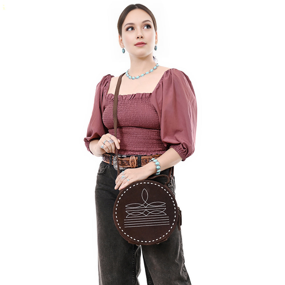 American Darling Canteen Genuine Suede Leather Women Bag Western Handbag Purse