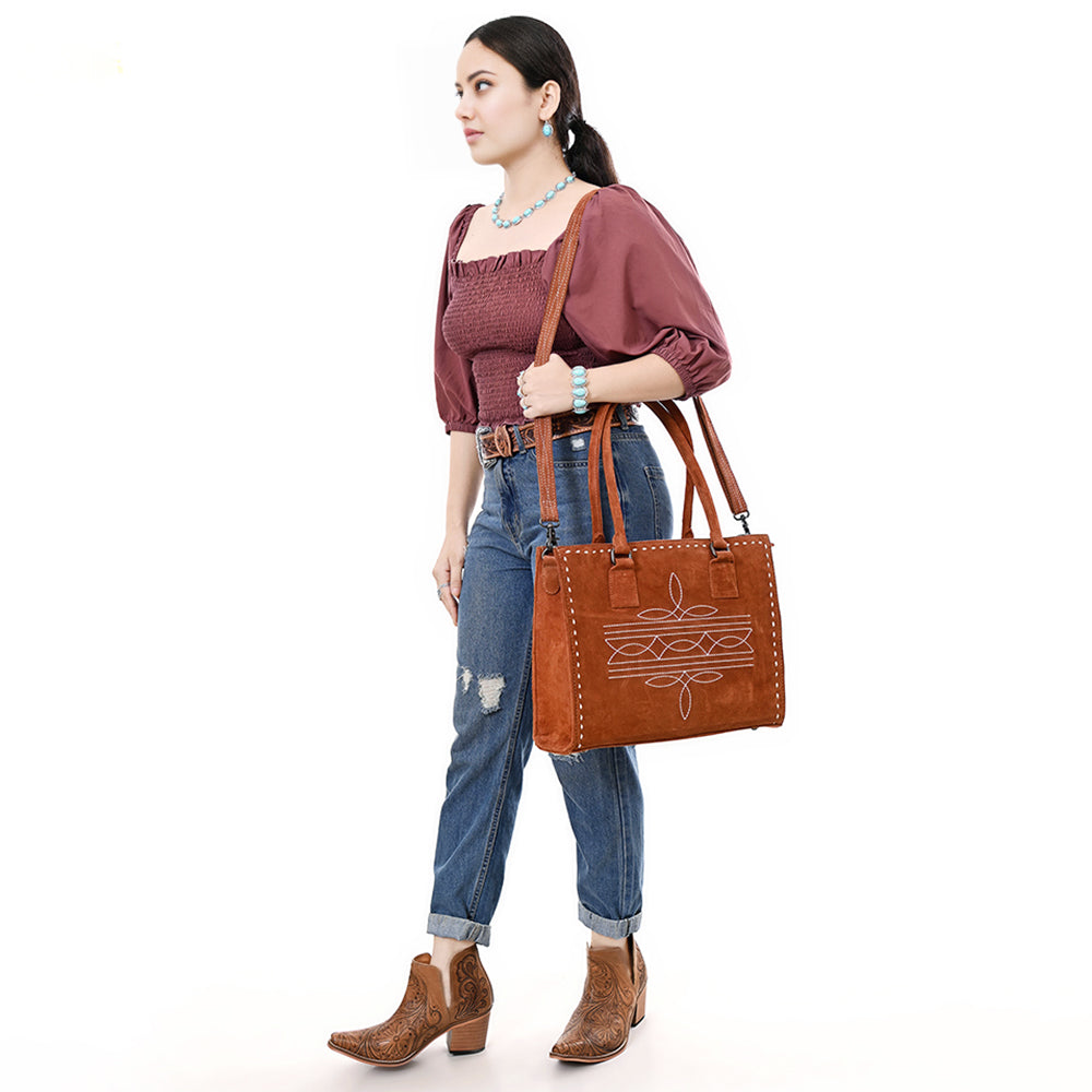 American Darling Tote Genuine Suede Leather Women Bag Western Handbag Purse