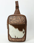 American Darling Sling Beautifully Hand Tooled  Hair-On Genuine Leather women bag western handbag purse