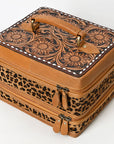 American Darling Jewelry Case Hand Tooled Hair On Genuine Leather Women Bag Western Handbag Purse |