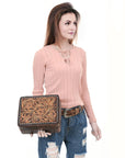 American Darling Jewelry Case Hand Tooled Genuine Leather Women Bag Western Handbag Purse