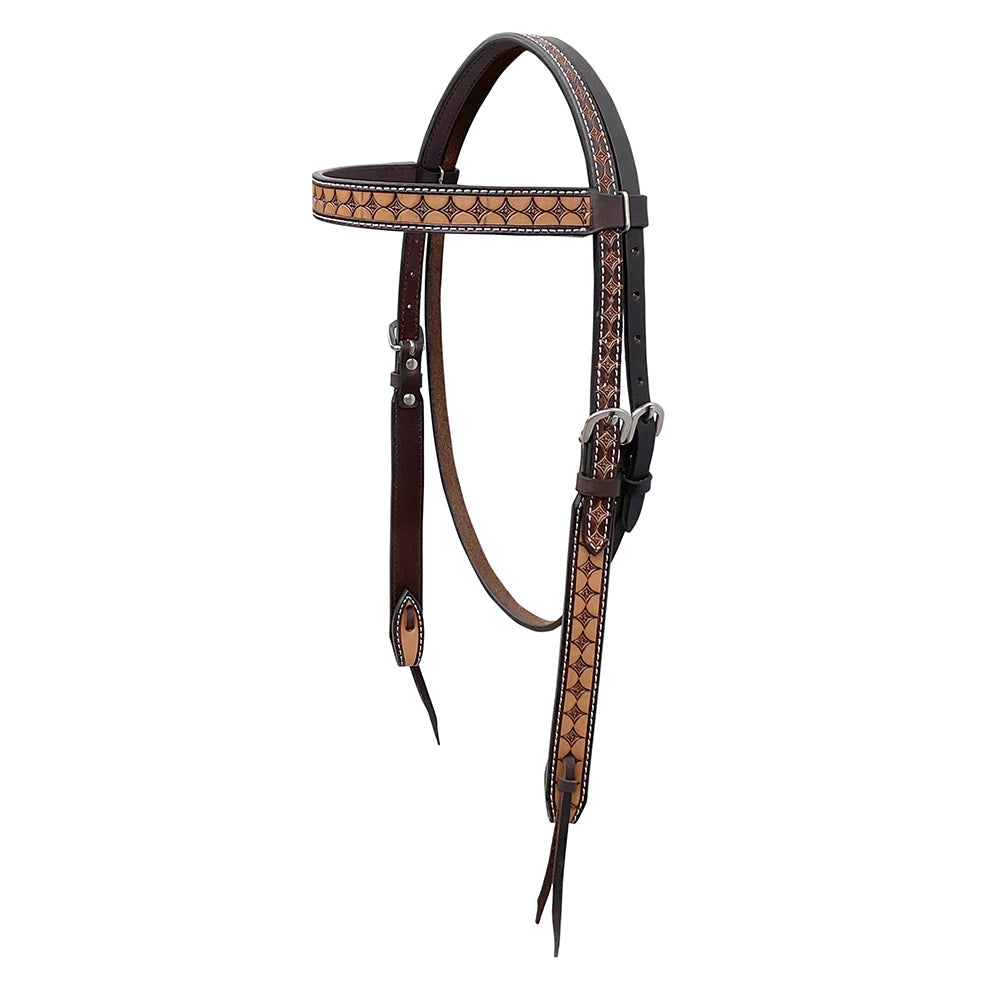 BAR H EQUINE Western Handtooled Leather Horse Headstall &amp; Breast Collar Set