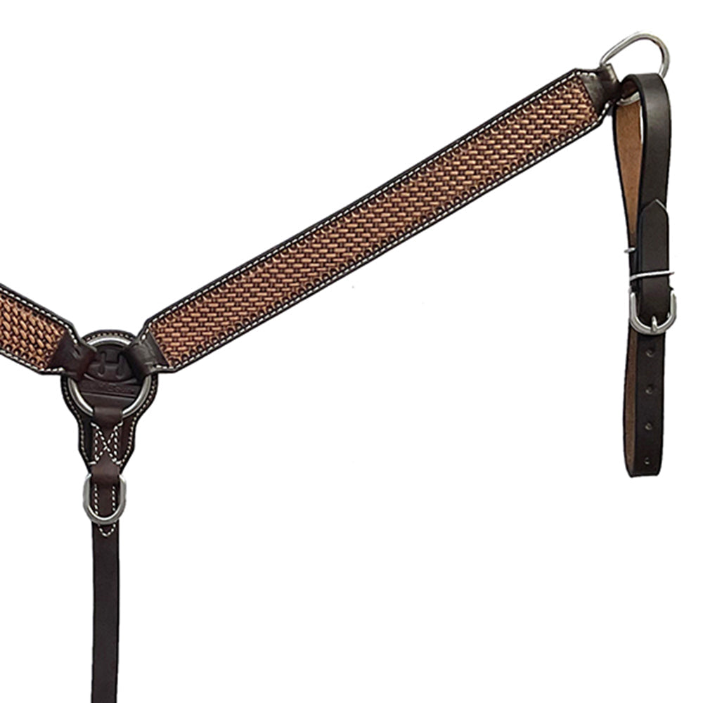 BAR H EQUINE Western Handtooled Leather Horse Headstall &amp; Breast Collar Set