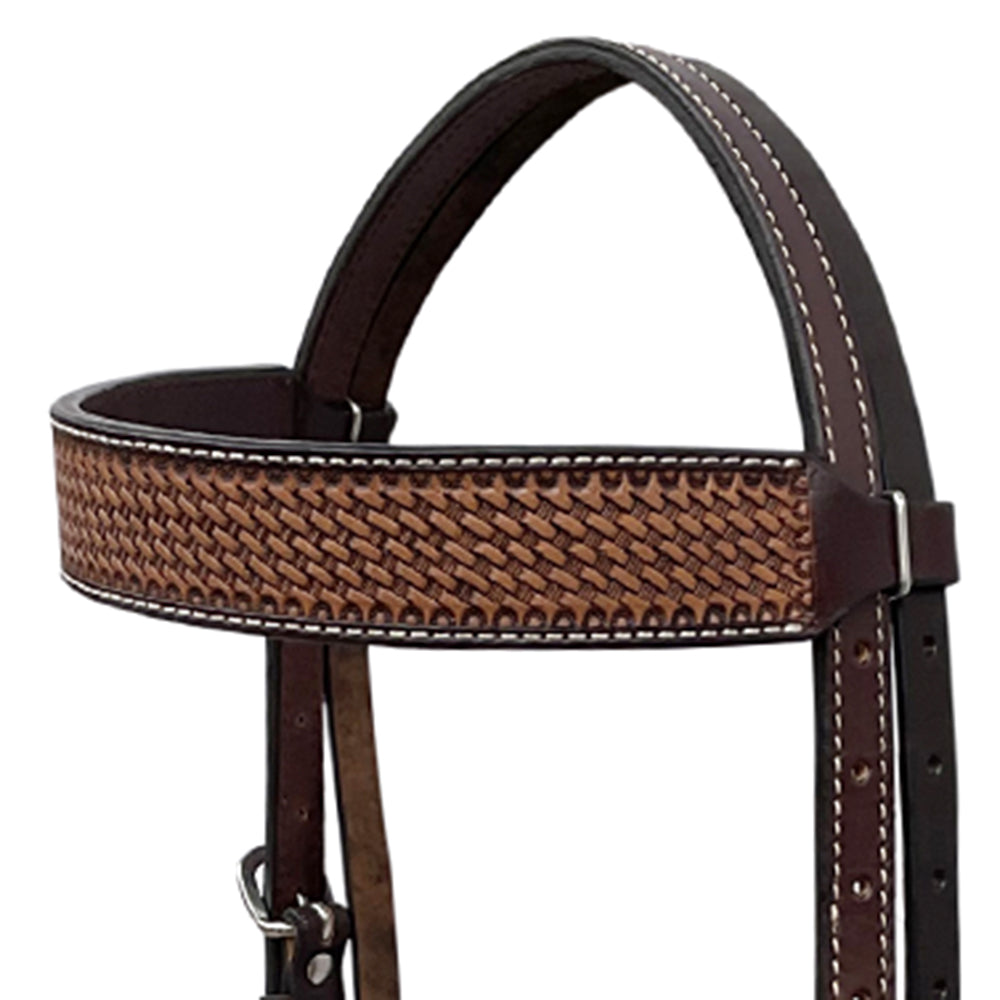 BAR H EQUINE Western Handtooled Leather Horse Headstall &amp; Breast Collar Set