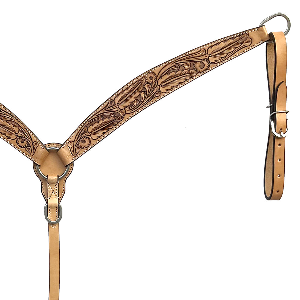 BAR H EQUINE Western Handtooled Leather Horse Headstall &amp; Breast Collar Set