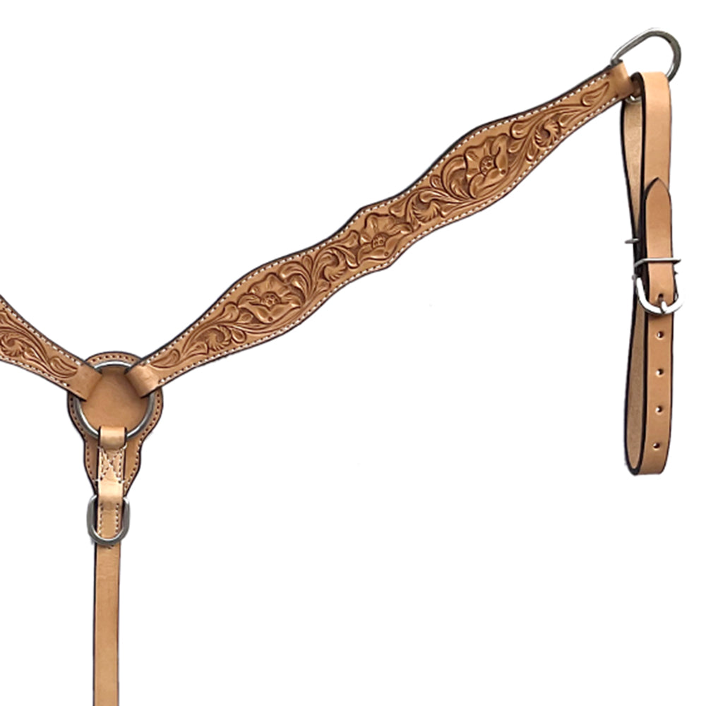 BAR H EQUINE Western Handtooled Leather Horse Headstall &amp; Breast Collar Set