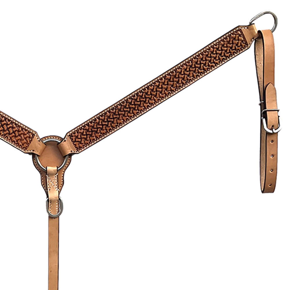 BAR H EQUINE Western Handtooled Leather Horse Headstall &amp; Breast Collar Set