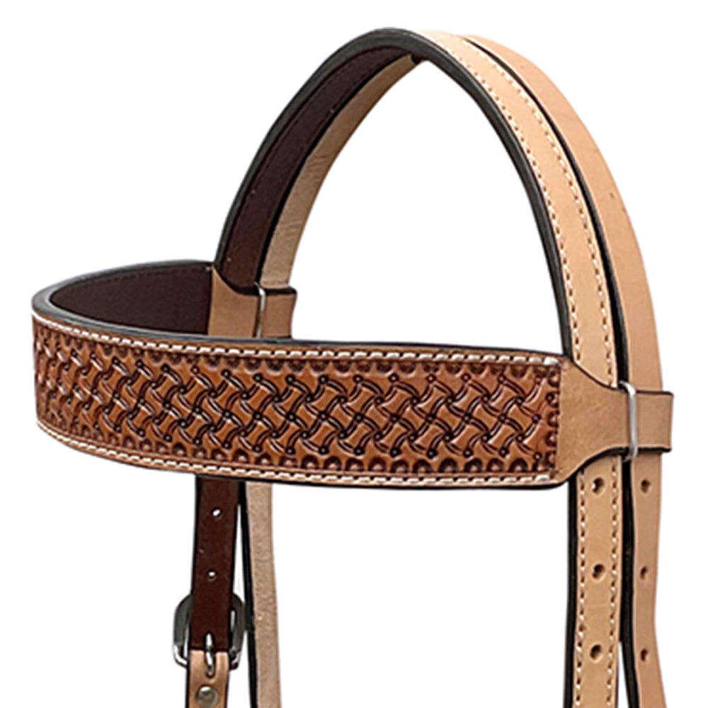 BAR H EQUINE Western Handtooled Leather Horse Headstall &amp; Breast Collar Set