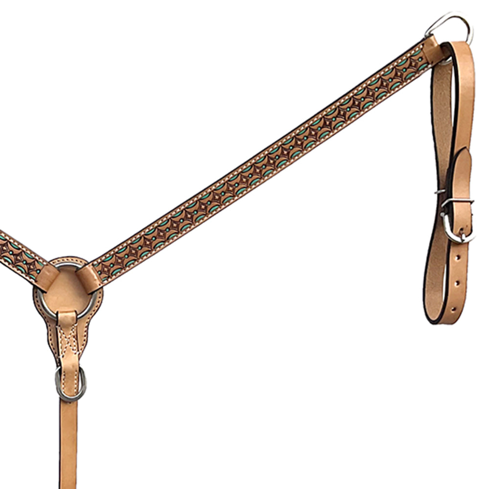 BAR H EQUINE Western Handtooled Leather Horse Headstall &amp; Breast Collar Set