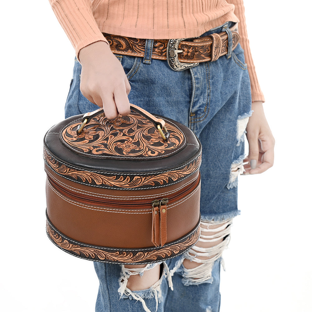 American Darling Adbga615 Jewelry Case Hand Tooled Genuine Leather Women Bag Western Handbag Purse