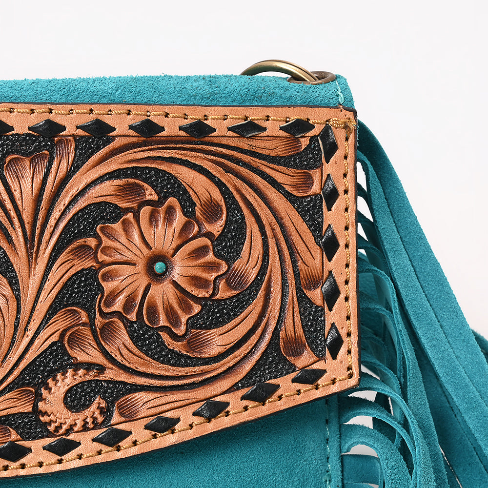 American Darling Hand Curved &amp; Suede Bag Genuine Leather Crossbody Bag