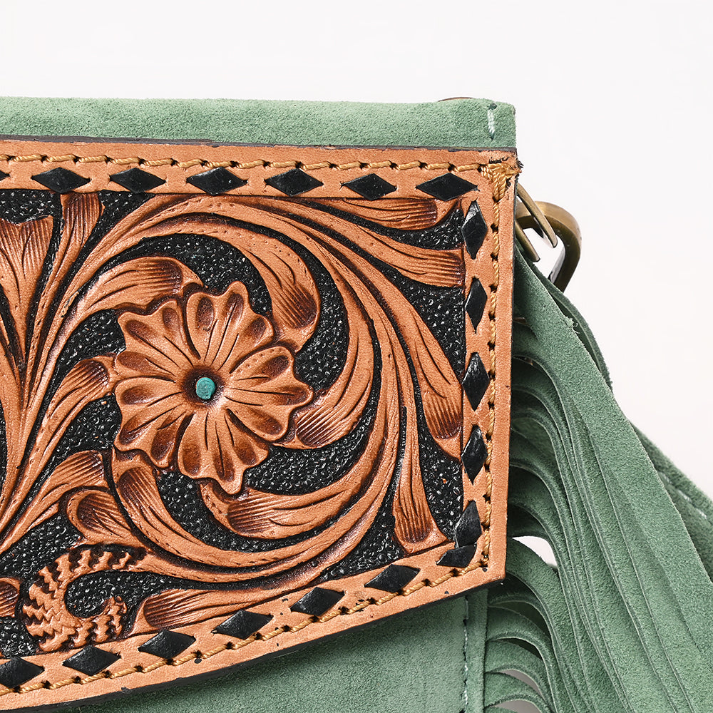 American Darling Hand Curved &amp; Suede Bag Genuine Leather Crossbody Bag