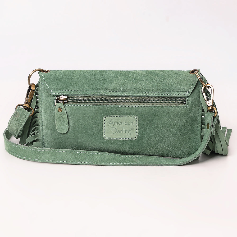 American Darling Hand Curved &amp; Suede Bag Genuine Leather Crossbody Bag