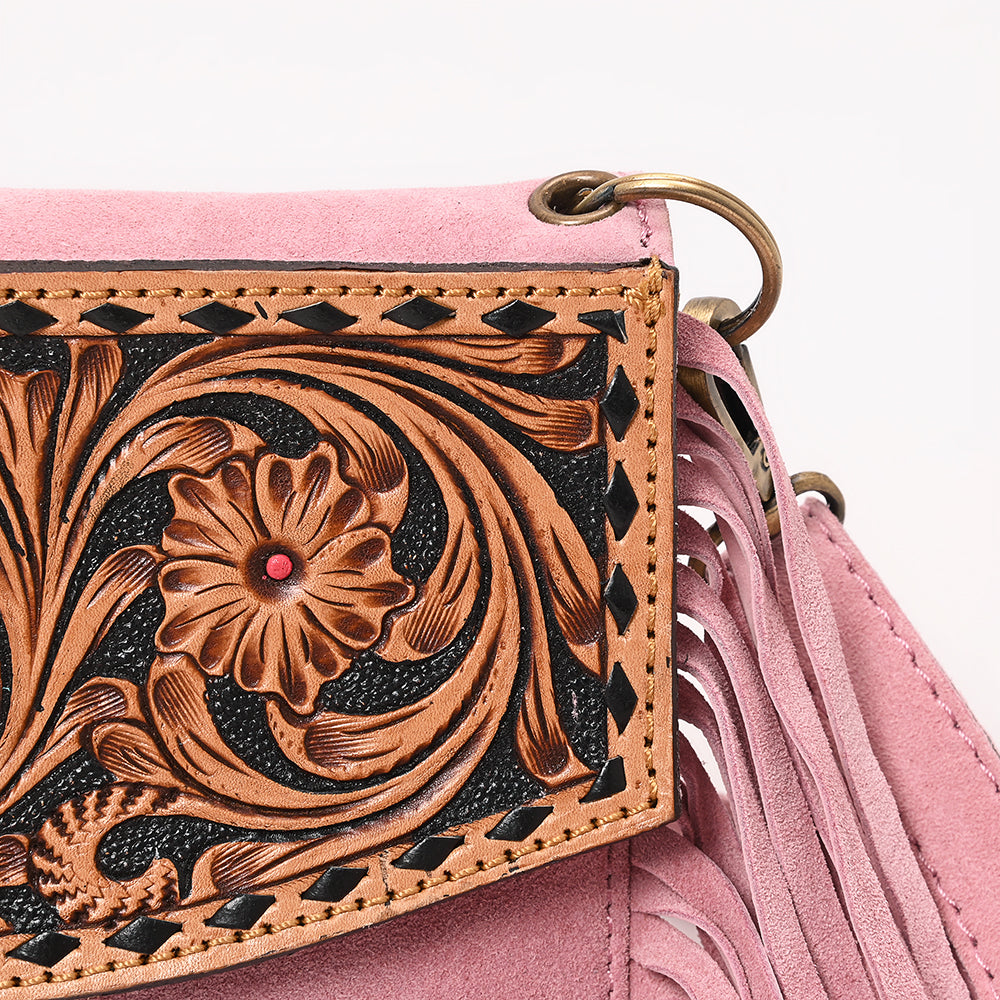 American Darling Hand Curved &amp; Suede Bag Genuine Leather Crossbody Bag
