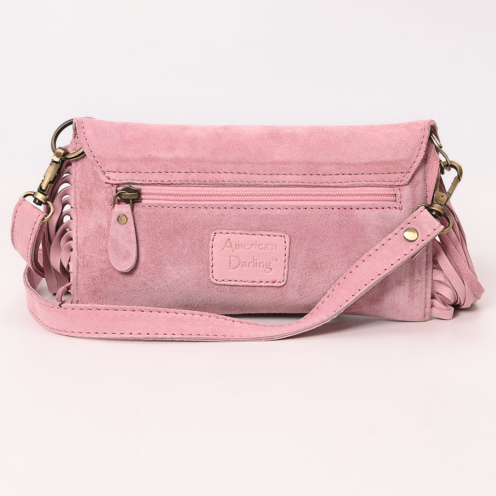 American Darling Hand Curved &amp; Suede Bag Genuine Leather Crossbody Bag
