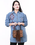 American Darling Tote Hand Tooled Hair-On Genuine Leather Women Bag Western Handbag Purse