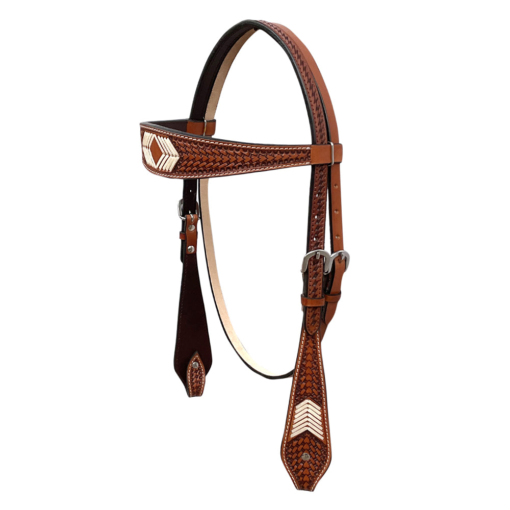 BAR H EQUINE Western Handtooled Leather Horse Headstall &amp; Breast Collar Set