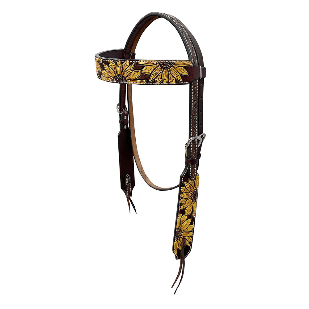 BAR H EQUINE Western Handtooled Leather Horse Headstall &amp; Breast Collar Set