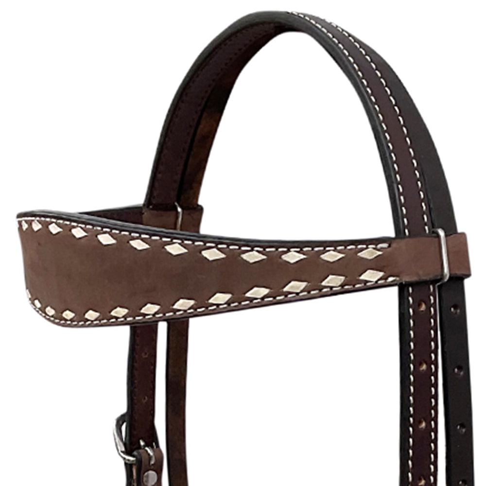 BAR H EQUINE Western Handtooled Leather Horse Headstall &amp; Breast Collar Set