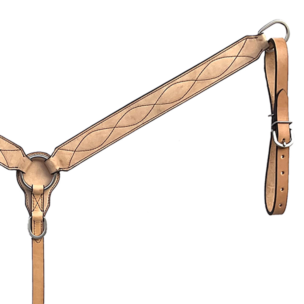 BAR H EQUINE Western Handtooled Leather Horse Headstall &amp; Breast Collar Set