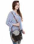 American Darling Canteen Crocodile Embossed Genuine Leather Women Bag Western Handbag Purse
