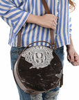 American Darling Canteen Crocodile Embossed Genuine Leather Women Bag Western Handbag Purse