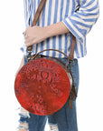 American Darling Canteen Crocodile Embossed Genuine Leather Women Bag Western Handbag Purse