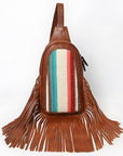 American Darling Adbg1568B Sling Upcycled Wool Genuine Leather Women Bag Western Handbag Purse