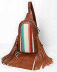 American Darling Adbg1568B Sling Upcycled Wool Genuine Leather Women Bag Western Handbag Purse