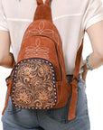 American Darling Sling Hand Tooled Genuine Leather Women Bag Western Handbag Purse