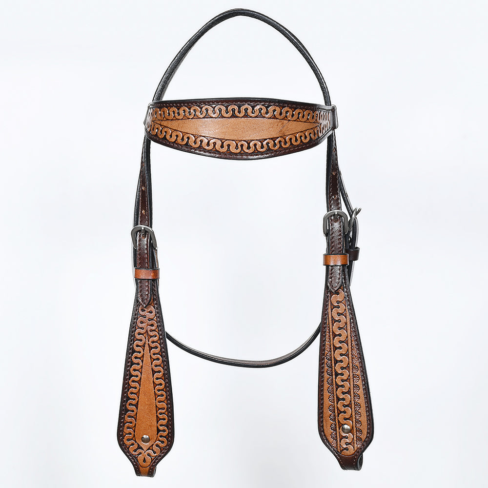 COMFYTACK Western Horse Headstall Breast Collar Set American Leather Tan
