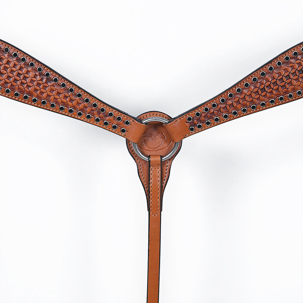 COMFYTACK Western Horse Headstall Breast Collar Set American Leather Tan