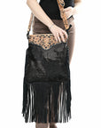 American Darling Large Crossbody Beautifully Hand Tooled  Crocodile embossed Genuine Leather women bag western handbag purse