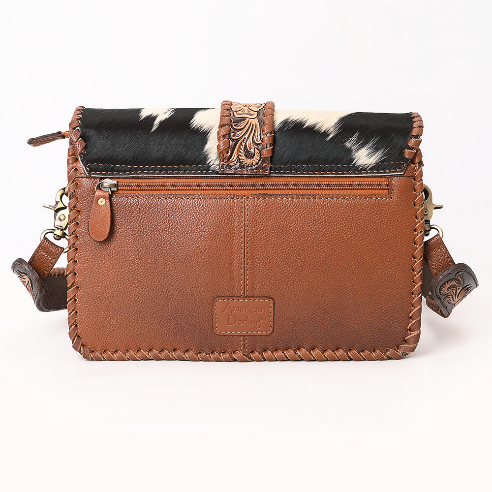 American Darling Hand Tooled  Hair On Genuine Suede Leather Clutch Bag | Tooled Travel Jewelry Case