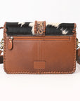 American Darling Hand Tooled  Hair On Genuine Suede Leather Clutch Bag | Tooled Travel Jewelry Case