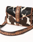 American Darling Hand Tooled  Hair On Genuine Suede Leather Clutch Bag | Tooled Travel Jewelry Case