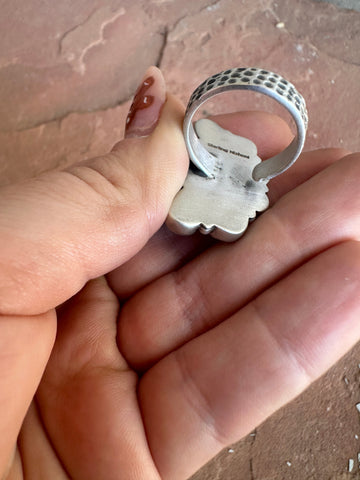 Handmade Sonoran Mountain Turquoise Crescent Ring | Sterling Silver