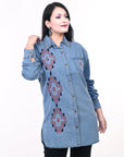 American Darling ADDR017 Denim Women shirt Jacket  Dress Tunic Ladies Girl Top Denim Blue