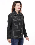 ADJKTLTR018 Genuine Suede leather Women shirt jacket dress ladies girl