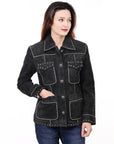 ADJKTLTR018 Genuine Suede leather Women shirt jacket dress ladies girl