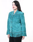 ADJKTLTR12 Genuine Suede leather Women shirt jacket dress ladies girl