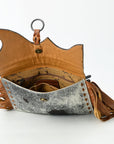 American Darling Wristlet Beautifully Hand Tooled  Hair-On Genuine Leather women bag western handbag purse