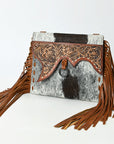 American Darling Wristlet Beautifully Hand Tooled  Hair-On Genuine Leather women bag western handbag purse
