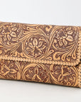 Clutch Beautifully Hand Tooled Genuine Leather women bag western handbag purse