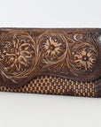 Clutch Beautifully Hand Tooled Genuine Leather women bag western handbag purse