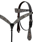 BAR H EQUINE Western Handtooled Leather Horse Headstall & Breast Collar Set