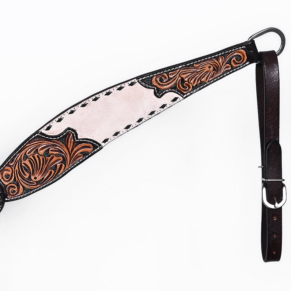 BAR H EQUINE Western Handtooled Leather Horse Headstall &amp; Breast Collar Set