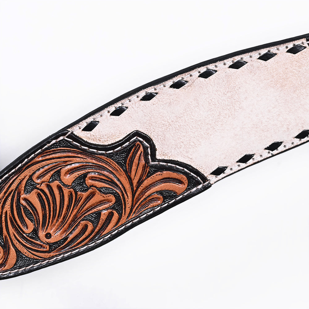 BAR H EQUINE Western Handtooled Leather Horse Headstall &amp; Breast Collar Set
