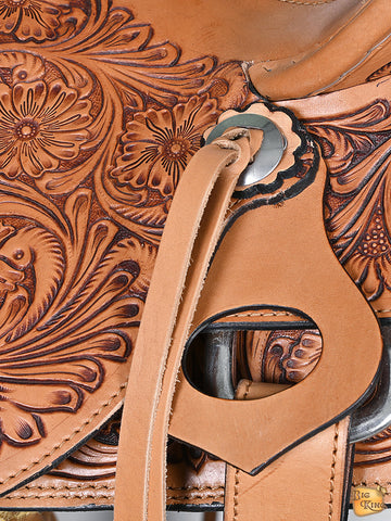 Hilason Western Horse Saddle Wade Ranch Roping American Leather Tan